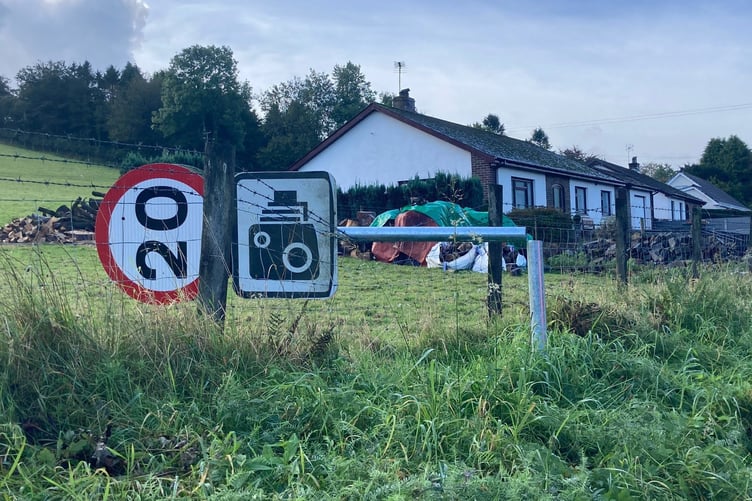 A vandalised 20mph sign in Cribyn, Wales