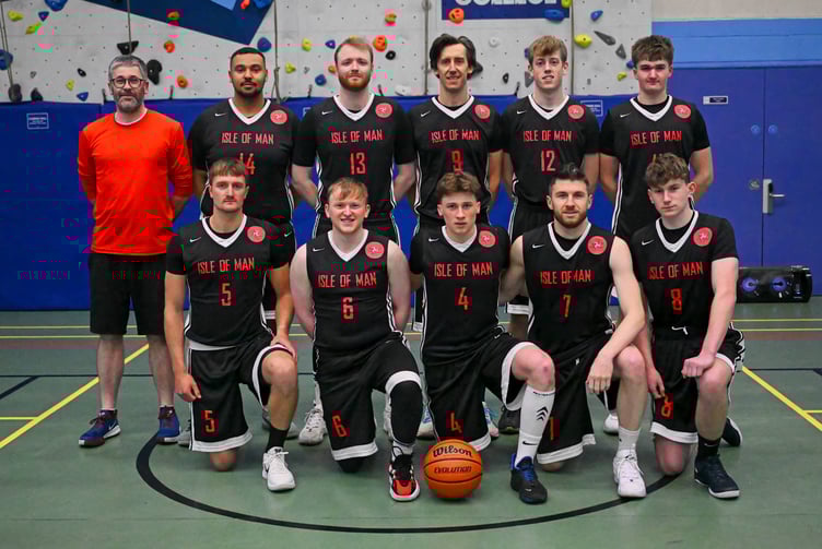The Isle of Man national men’s basketball team that defeated Preston Basketball Club in a friendly match last weekend (Photo: Mansoor Ahmed)