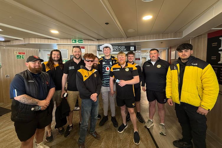 Some of the Vagabonds squad travelling on the Steam Packet to their final league game of the season on Saturday (Photo: Steam Packet)