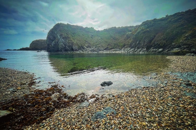 The calm, clear water at Santon Gorge