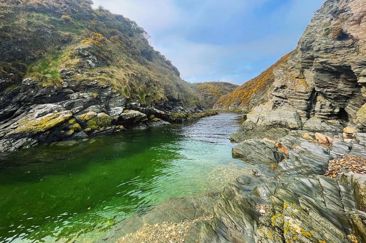 The calm, clear water at Santon Gorge