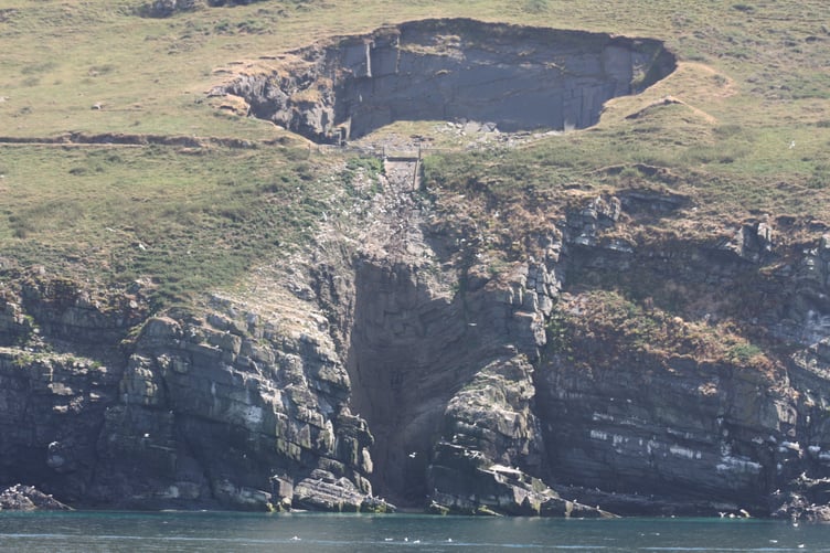 The quarry site on Peel Hill where the shells have been disposed into the sea