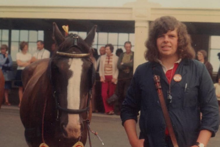 An old picture of Peter with horse Rupert in Douglas