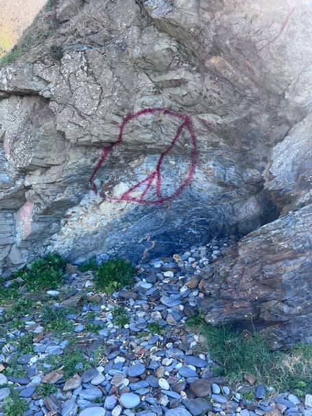 Sprayed graffiti on Port Erin beach