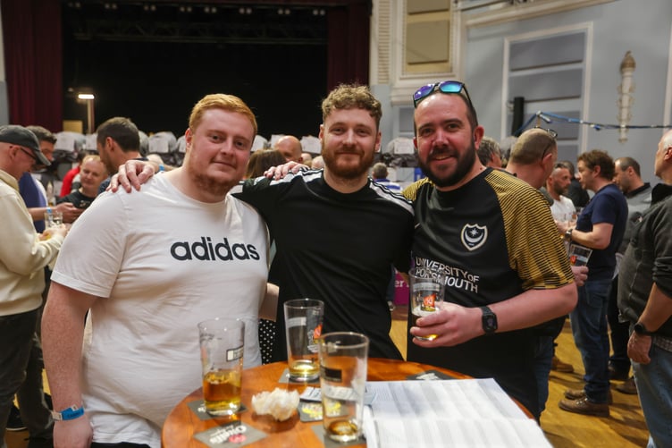 Josh Cushing, Jordan Birchall and Jonny Anstey enjoying the pints