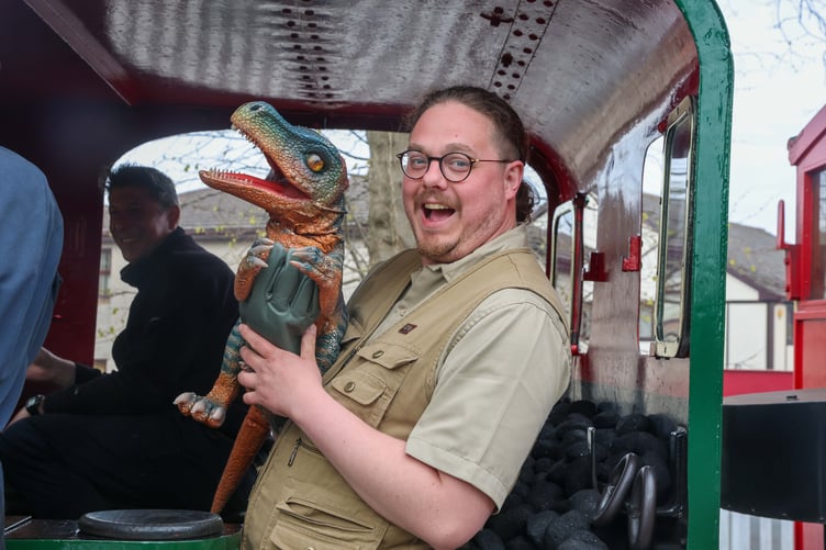A Jurassic ranger onboard the train