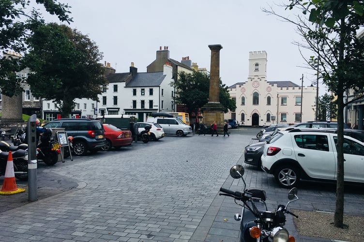 How Market Square in Castletown looked with vehicle parking