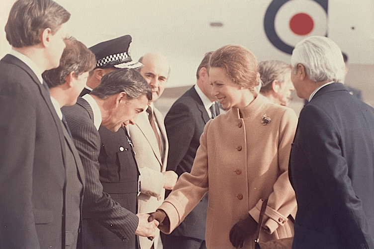 Former Government Secretary Peter Hulme meeting Princess Anne during a royal visit