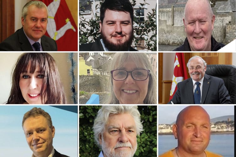 From top left (L-r) - Ray Harmer (Peel), William Otieno-Costain (Peel), Laurence Watterson (Castletown), Andi Nolan (Ramsey), Sharon Lambert (Peel), Tony Brown (Castletown),   Karel Ver Elst (Douglas South),  William Smedley (Douglas South) and Frank Crompton (Peel)