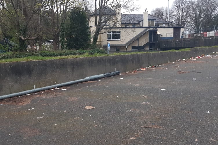 Litter at the Quarterbridge car park on Peel Road, Douglas