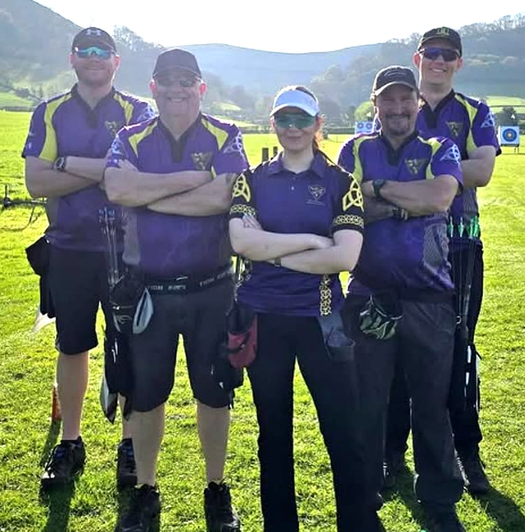 The five Isle of Man Archery Club members that travelled to Church Stretton last weekend to take part in a two-day WA720 competition hosted by Long Mynd Archers