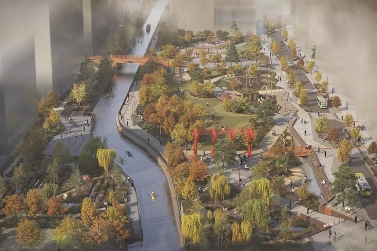 How the new Central Park in Liverpool, close to the Isle of Man Ferry terminal, will look