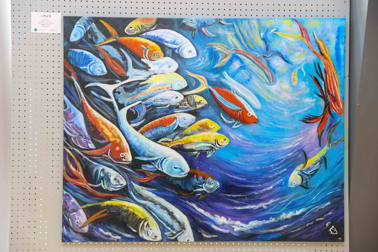 Under the sea-themed artwork