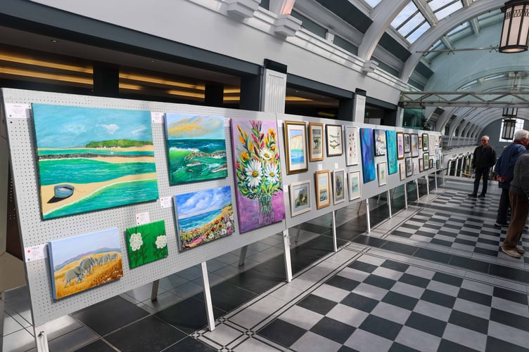 The display of works inside the Villa Marina Arcade