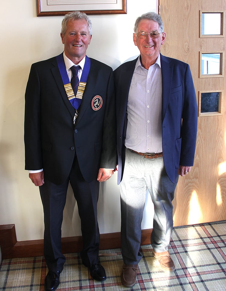New Isle of Man Golf president Gary Ashe (left) alongside 1974  island champion Michal Kewley who is the president-elect