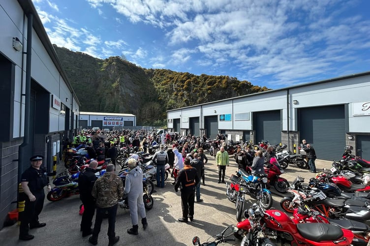 The bikes at South Quay Industrial Estate before setting off on the inaugural H&H Easter Bunny Ride Out in aid of Hospice Isle of Man.