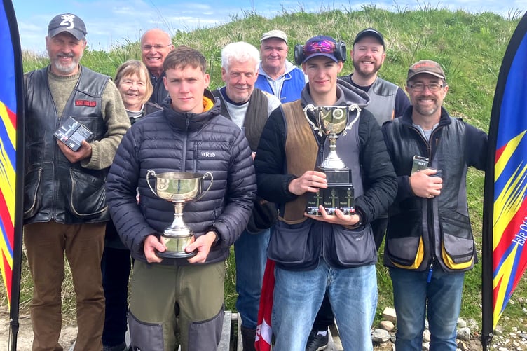 Prizewinners in the Stan Cross Easter high gun and George Costain Easter handicap cups at Isle of Man Clay Pigeon Shooting Club on Easter Sunday