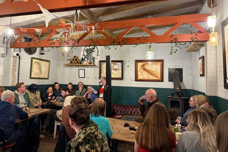 The poetry night in mid flow at Black Dog Oven