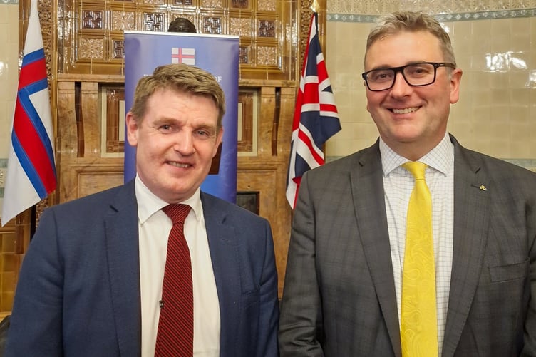 The Prime Minister of the Faroe Islands Aksel Johannesen with the Isle of Man’s Minister for Enterprise Tim Johnston (right)