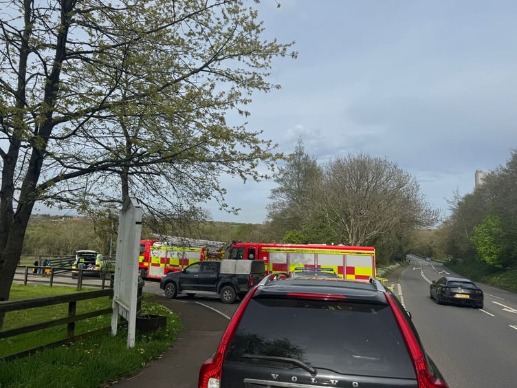 Fire and ambulance crews were pictured at the scene on Monday afternoon