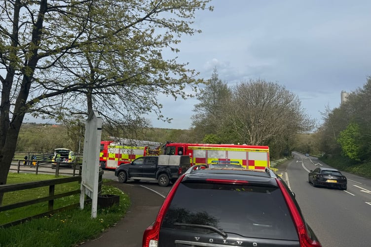 Fire and ambulance crews were pictured at the scene on Monday afternoon