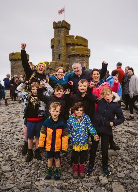 Big smiles and celebrations from some of the walkers