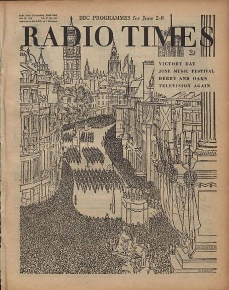 A Radio Times front page ahead of VE Day