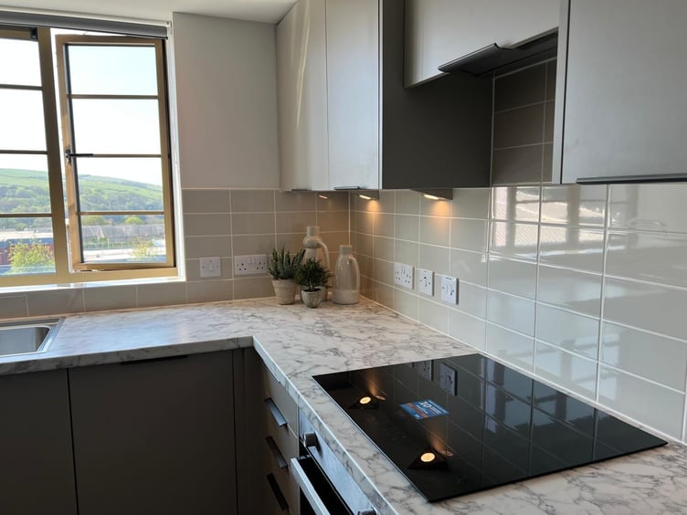 The kitchen-top inside one of the new flats