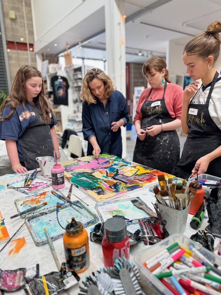 Teenagers get involved in arts and crafts at the Artreach Studio in Peel