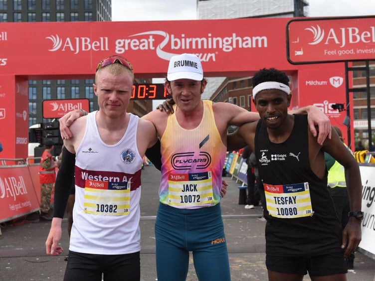 Corrin Leeming (left) after finishing runner-up in the Great Birmingham run