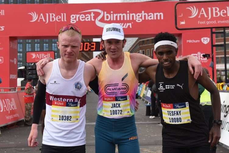 Corrin Leeming (left) after finishing runner-up in the Great Birmingham run