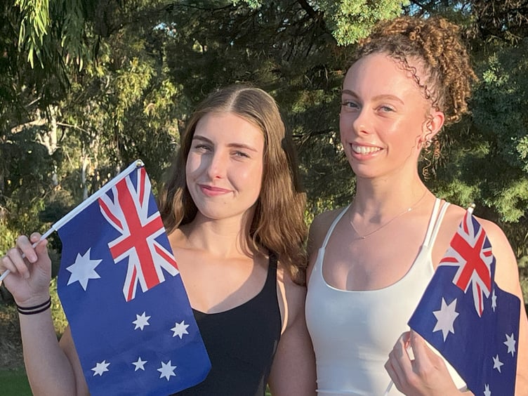 Emma Poznovia (left) and Caitlin Courtie who are travelling to the island from Australia to compete in the Parish Walk