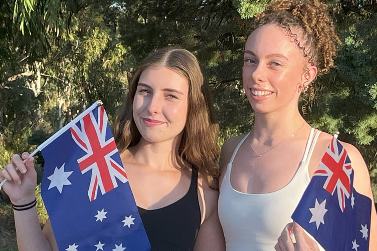 Emma Poznovia (left) and Caitlin Courtie who are travelling to the island from Australia to compete in the Parish Walk