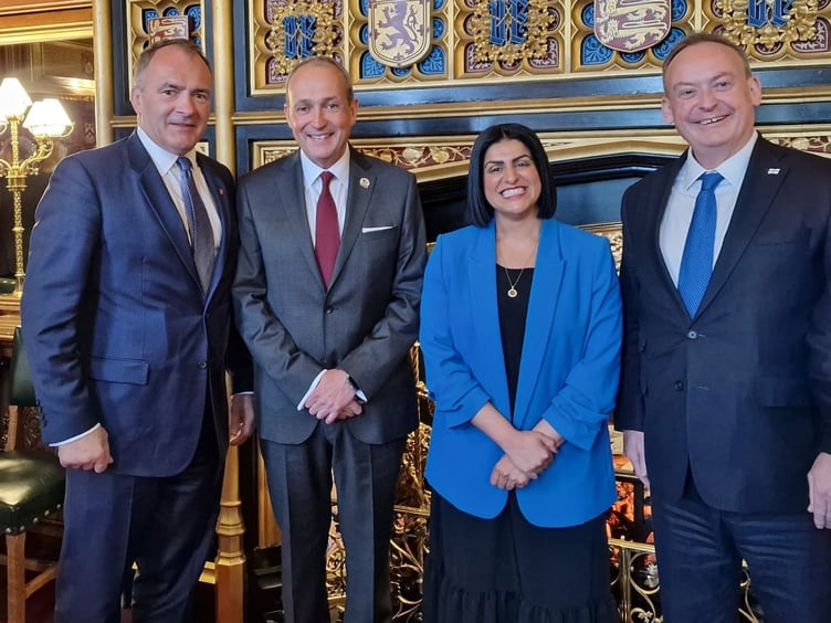 Chief Minister Alfred Cannan, Chief Minister of Jersey Deputy Lyndon Farnham, Lord Chancellor and Secretary of State for Justice Shabana Mahmood MP, Chief Minister of Guernsey Deputy Lyndon Trott