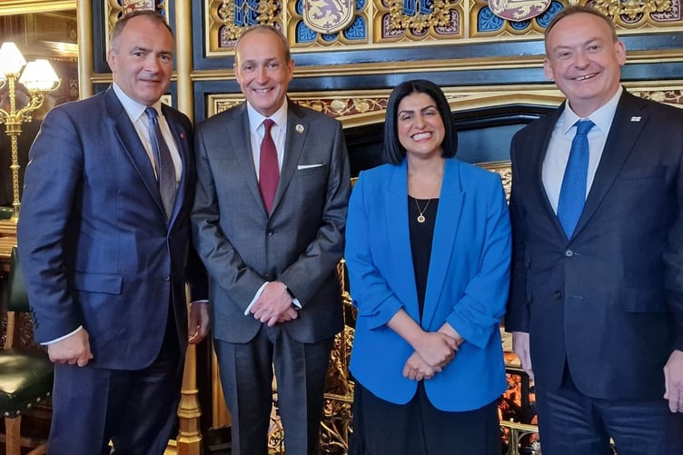 Chief Minister Alfred Cannan, Chief Minister of Jersey Deputy Lyndon Farnham, Lord Chancellor and Secretary of State for Justice Shabana Mahmood MP, Chief Minister of Guernsey Deputy Lyndon Trott