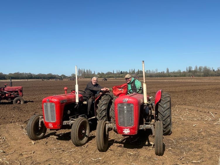 Francis Garnett-Ore and Dave Corrin taking part in the ploughing match in Doncaster