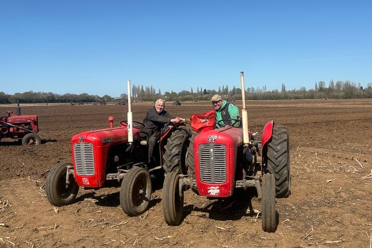 Francis Garnett-Ore and Dave Corrin taking part in the ploughing match in Doncaster