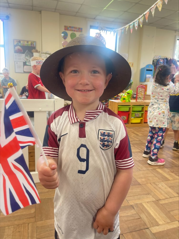 Toddlers at St Joseph's Nursery in Douglas waved Union Jack flags