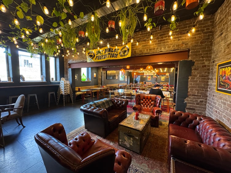 Inside Victory Cafe, an ex Cold War Rotor Radar Station overlooking the 31st Milestone of the TT Racecourse