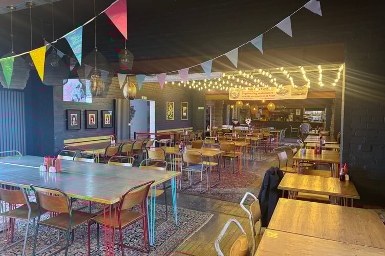 Inside Victory Cafe, a former Cold War Rotor radar station overlooking the Snaefell Mountain Road at the Bungalow