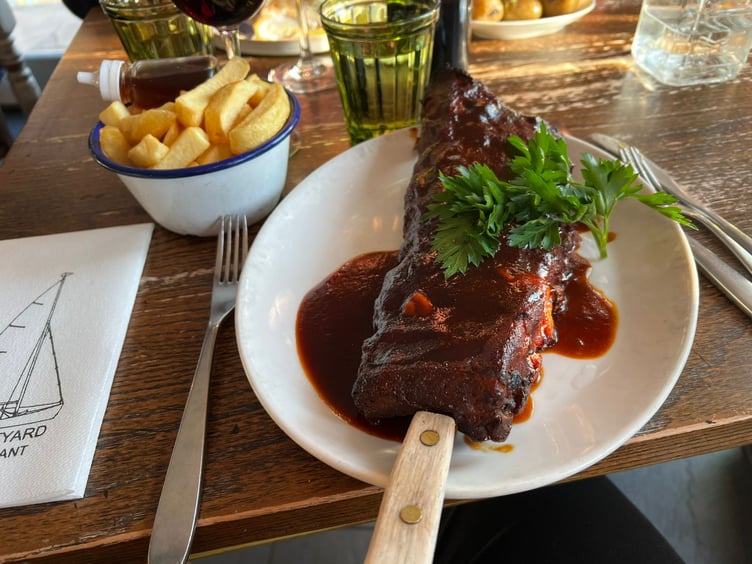The barbecue ribs at the Boatyard