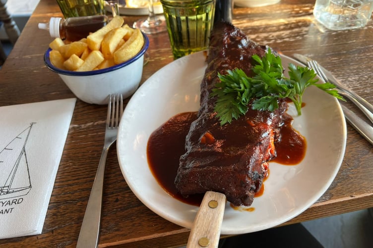 The barbecue ribs at the Boatyard