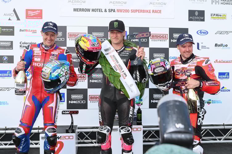 10/05/2025: Podium, North West 200 Final Superbike Race on Saturday. PICTURE BY DAVE KNEEN PHOTOGRAPHY.