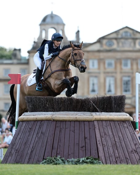 Yasmin Ingham and Rehy DJ clear one of the jumps during what was their debut at the prestigious Badminton Horse Trials in Gloucestershire over the weekend (Photo: Yasmin Ingham Eventing)