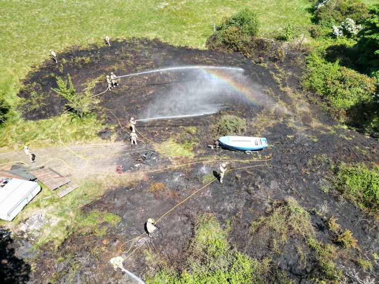 The aftermath of the wildfire in Greeba from above