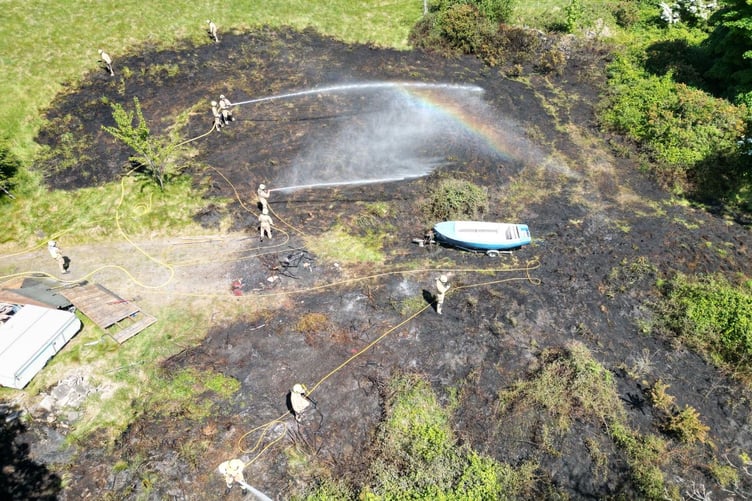 The aftermath of the wildfire in Greeba from above
