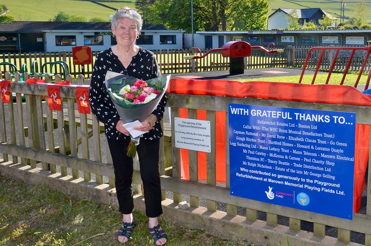 Celia Joughin, a member of the Marown Memorial Playing Fields for more than 30 years, opened the newly refurbished playpark at Marown Memorial Playing Fields