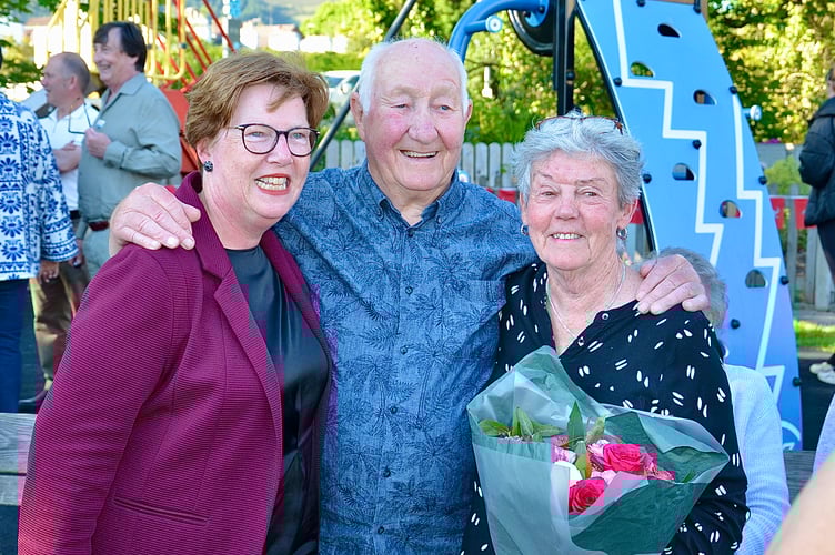 Middle MHK Jane Poole-Wilson with Mitch and Celia Joughin, two well respected Marown community members