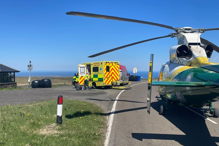 The Great North Air Ambulance were called out to a crash on the Mountain Road on Friday