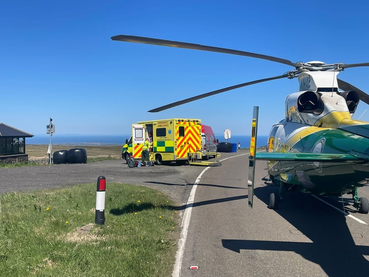 The Great North Air Ambulance were called out to a crash on the Mountain Road on Friday